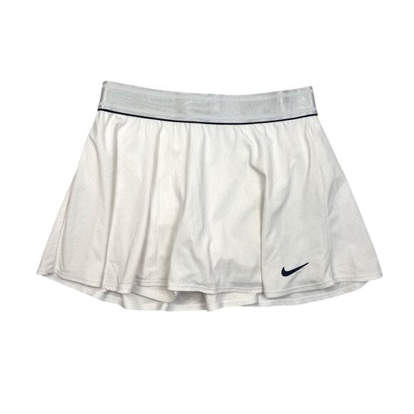 Nike Court Flouncy Skirt Preppy Golf Tennis Pickleball White Gray Medium - Picture 1 of 7